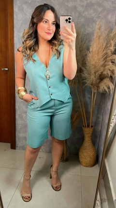 CONJUNTO LINHO SHORT E COLETE