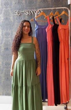 VESTIDO LONGO DE VISCOLINHO COM ALÇA LARGA - loja online