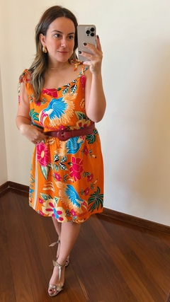 VESTIDO CURTO COM AMARRAÇÃO NA ALÇA E ELÁSTICO NA CINTURA - Zaffir