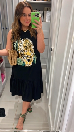 VESTIDO MIDI COM ESTAMPA DE ONÇA na internet