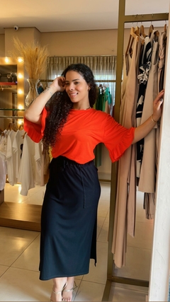 BLUSA VISCOLYCRA COM BABADO NA MANGA