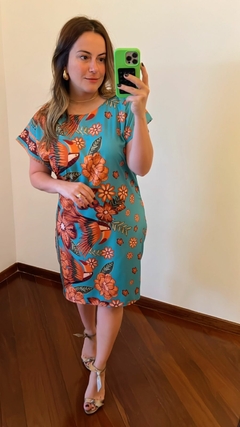 VESTIDO CURTO ESTAMPADO COM MANGA - loja online
