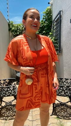 CONJUNTO VISCO LINHO SHORT E KIMONO ESTAMPADO