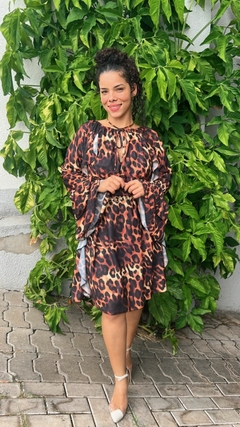 VESTIDO CHIFFON COM AMARRAÇÃO NO DECOTE