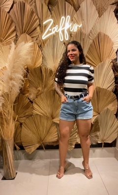 BLUSA MANGA PRINCESA DE MALHA COM LISTRAS - comprar online