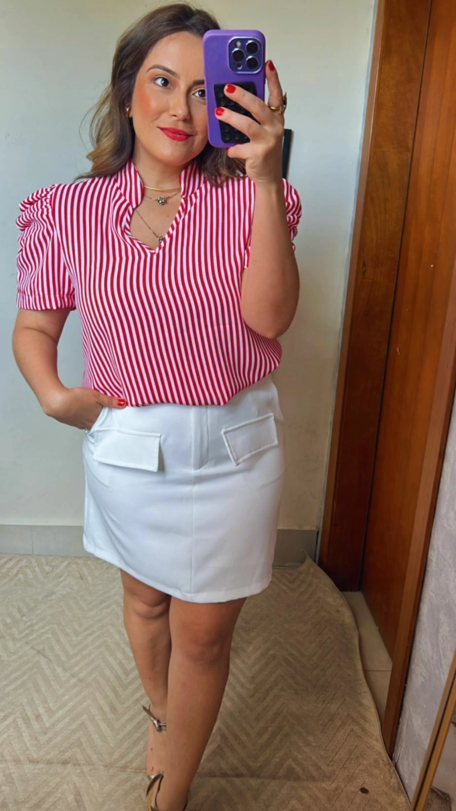 BLUSA LISTRADA EM CREPE