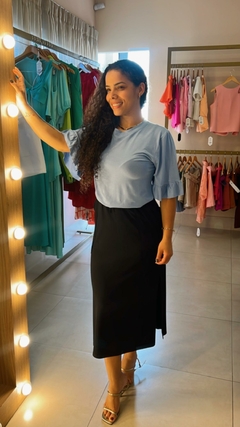 BLUSA VISCOLYCRA COM BABADO NA MANGA - Zaffir