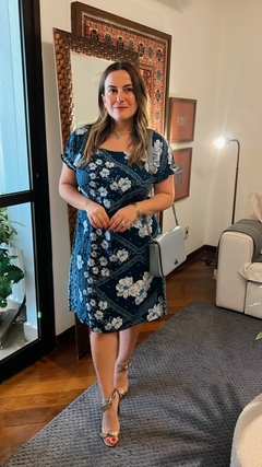 VESTIDO ESTAMPADO CURTO COM ELÁSTICO NA MANGA - Zaffir