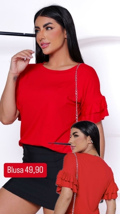 BLUSA DE MALHA COM BABADO NA MANGA