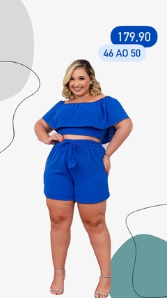 CONJUNTO DE SHORT E CROPPED DE BABADO EM CREPE na internet