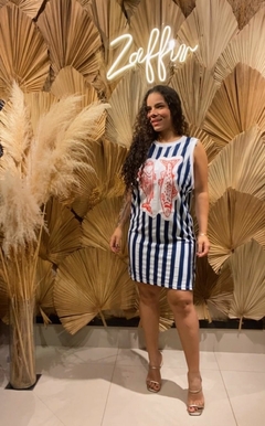 VESTIDO SEM MANGA COM ESTAMPA DE PEIXE - comprar online