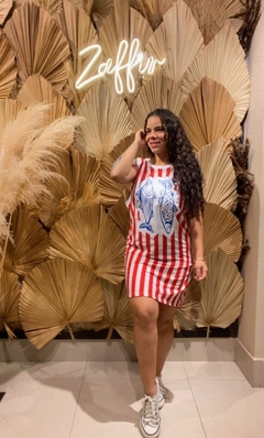 VESTIDO SEM MANGA COM ESTAMPA DE PEIXE