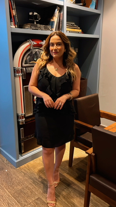 VESTIDO BOHO COM BABADO NO BUSTO E ALÇA FINA