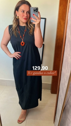 VESTIDO LISO SEM MANGA COM COLAR
