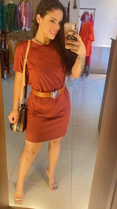 VESTIDO CURTO SUEDE COM CINTO - comprar online