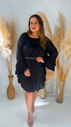VESTIDO CHIFFON COM AMARRAÇÃO NO DECOTE - comprar online