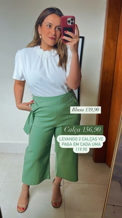 CALÇA DE LINHO PANTACURT COM CINTO FAIXA na internet