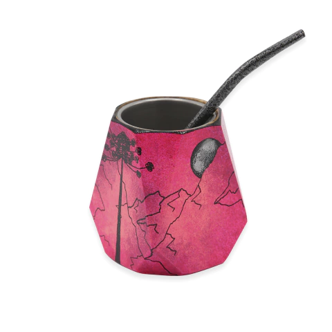 MATE BALTICO DE MADERA GEOMÉTRICO PINTADO A MANO