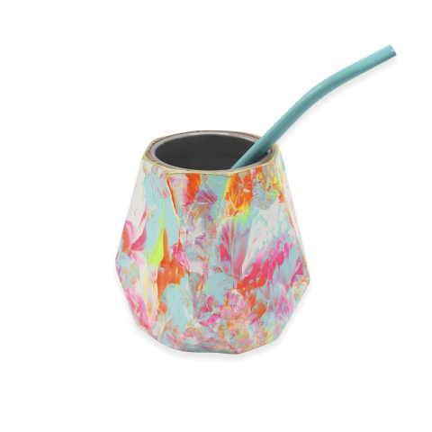 Mate JÓNICO de madera geométrico pintado a mano