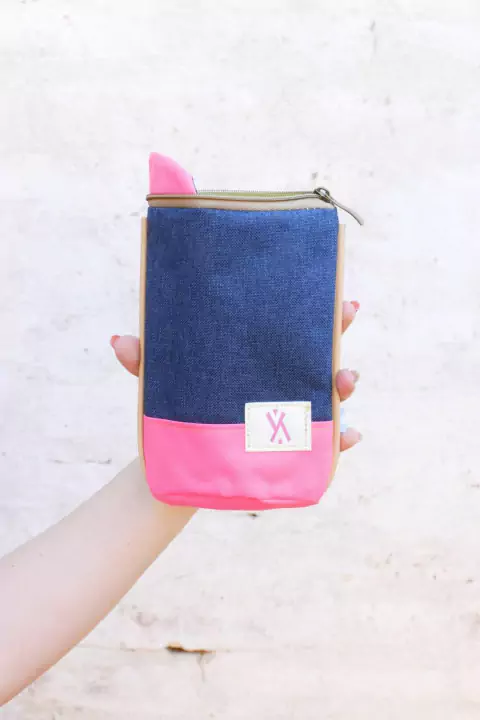 Yerbera Fucsia y Mezclilla