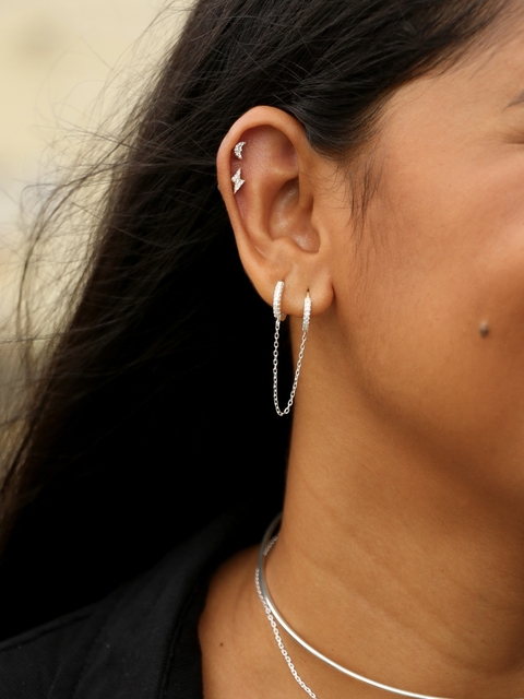 Piercing Lua Cravejada (Trágus/Hélix) | Prata 925 - comprar online