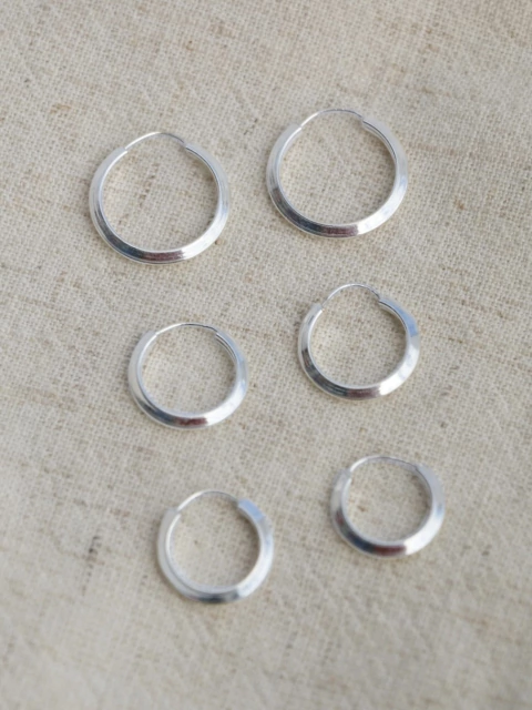 Trio de argolas Lisas | Prata 925 - comprar online