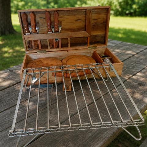 Kit de 4 con parrilla integrada: set completo para asado
