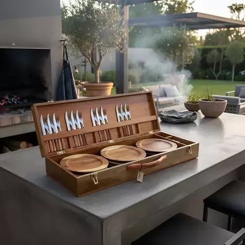 Set asador Brocani parrillero 48 piezas para 12 personas