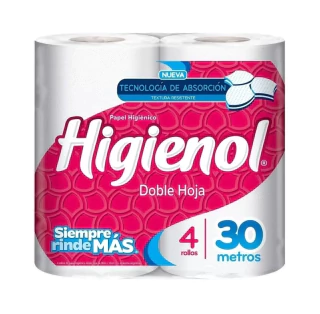 PAPEL HIGIENICO DOBLE HOJA 4X30 MTS HIGIENOL