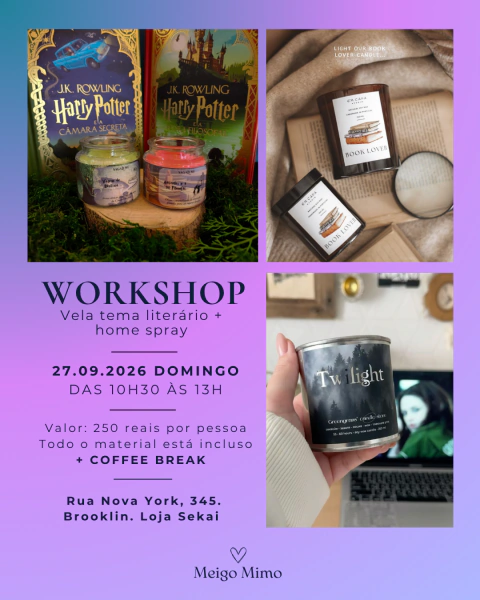 WORKSHOP vela literária + home spray - 27.09.2026 - das 10h30 às 13h