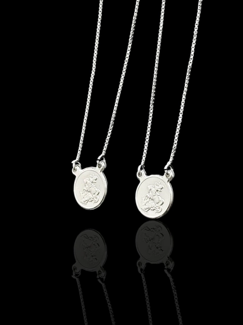 Escapulário São Jorge Veneziana 65cm Prata 925