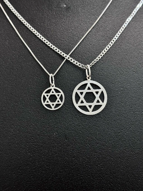 Pingente Estrela de Davi Com Círculo P ou M Prata 925