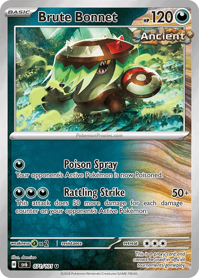 Carta Pokémon Brute Bonnet ESPAÑOL código 071/101 - TCG Pokémon