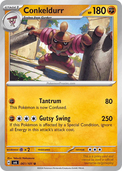 Carta Pokémon Conkeldurr ESPAÑOL código 061/101 - TCG Pokémon