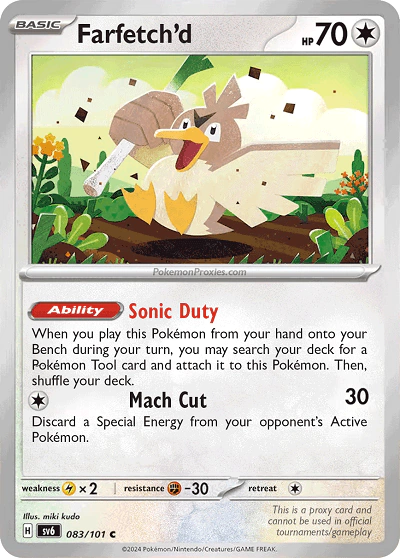 Carta Pokémon Farfetch ESPAÑOL código 083/101 - TCG Pokémon