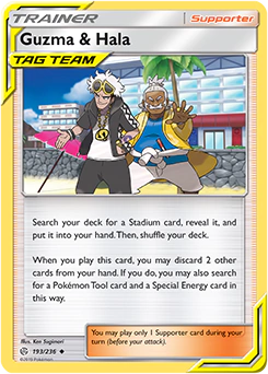Carta Pokémon Guzma & Hala  código 193/236 - TCG Pokémon