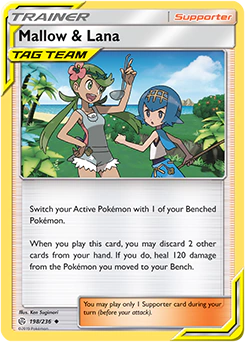 Carta Pokémon Mallow & Lana  código 198/236 - TCG Pokémon