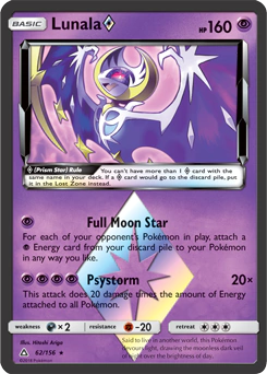 Carta Pokémon Lunala ESPAÑOL código 62/156 - TCG Pokémon