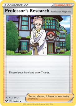Carta Pokémon Professor's Research  código 178/202 - TCG Pokémon