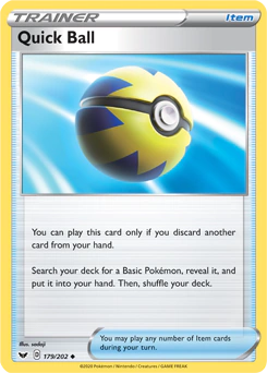 Carta Pokémon Quick Ball ESPAÑOL código 179/202 - TCG Pokémon