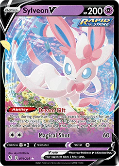 Carta Pokémon Sylveon V ESPAÑOL código 074/203 - TCG Pokémon