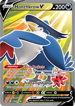 Carta Pokémon Honchkrow V ESPAÑOL código 161/172 - TCG Pokémon