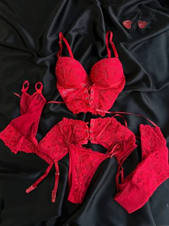Maya - Lingerie Completa Conjunto Bojo Cropped Cinta Liga