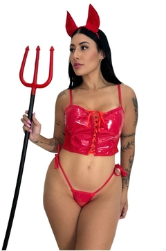 CROPPED DIABINHA DE COURO (não acompanha acessorio na mão da modelo) na internet