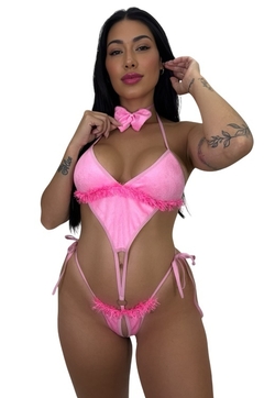 FANTASIA BODY PANTERA COR DE ROSA DE VELUDO