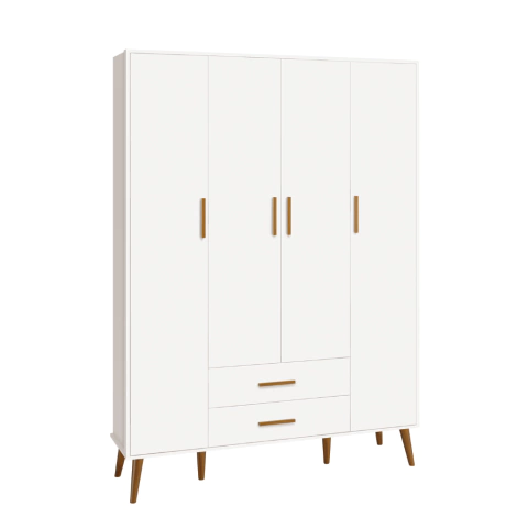 Roupeiro 4 Portas Isis Branco Fosco Reller - 36212