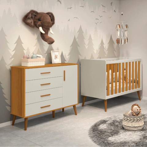 Kit Berço + Cômoda Isis Areia / Savana Fosco Reller