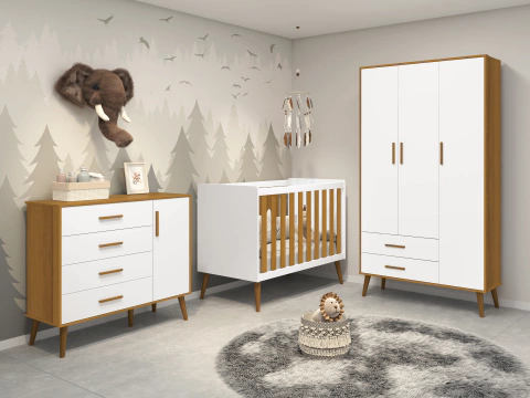 Kit Quarto Completo Isis Branco / Savana Fosco Reller