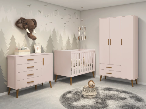 Kit Quarto Completo Isis Rosa Fosco Reller