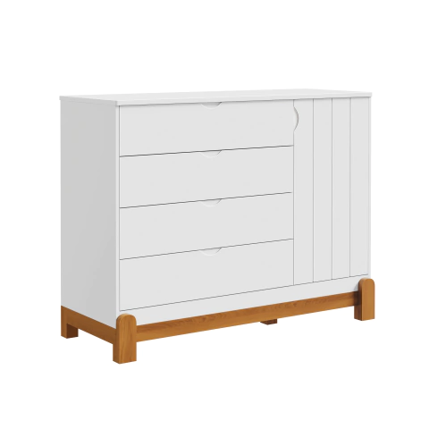 Cômoda Lotus com 4 Gavetas e 1 Porta - Branco Fosco